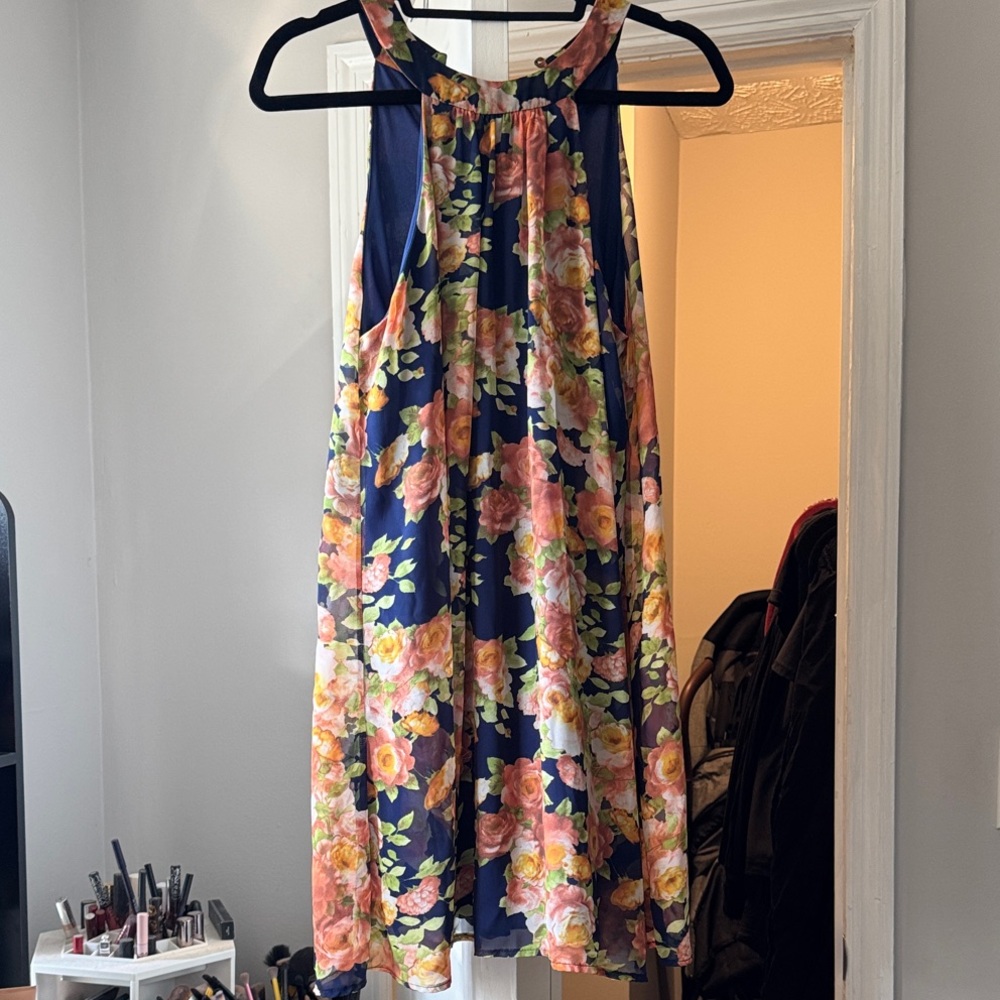 Lulu's Floral Navy Dress